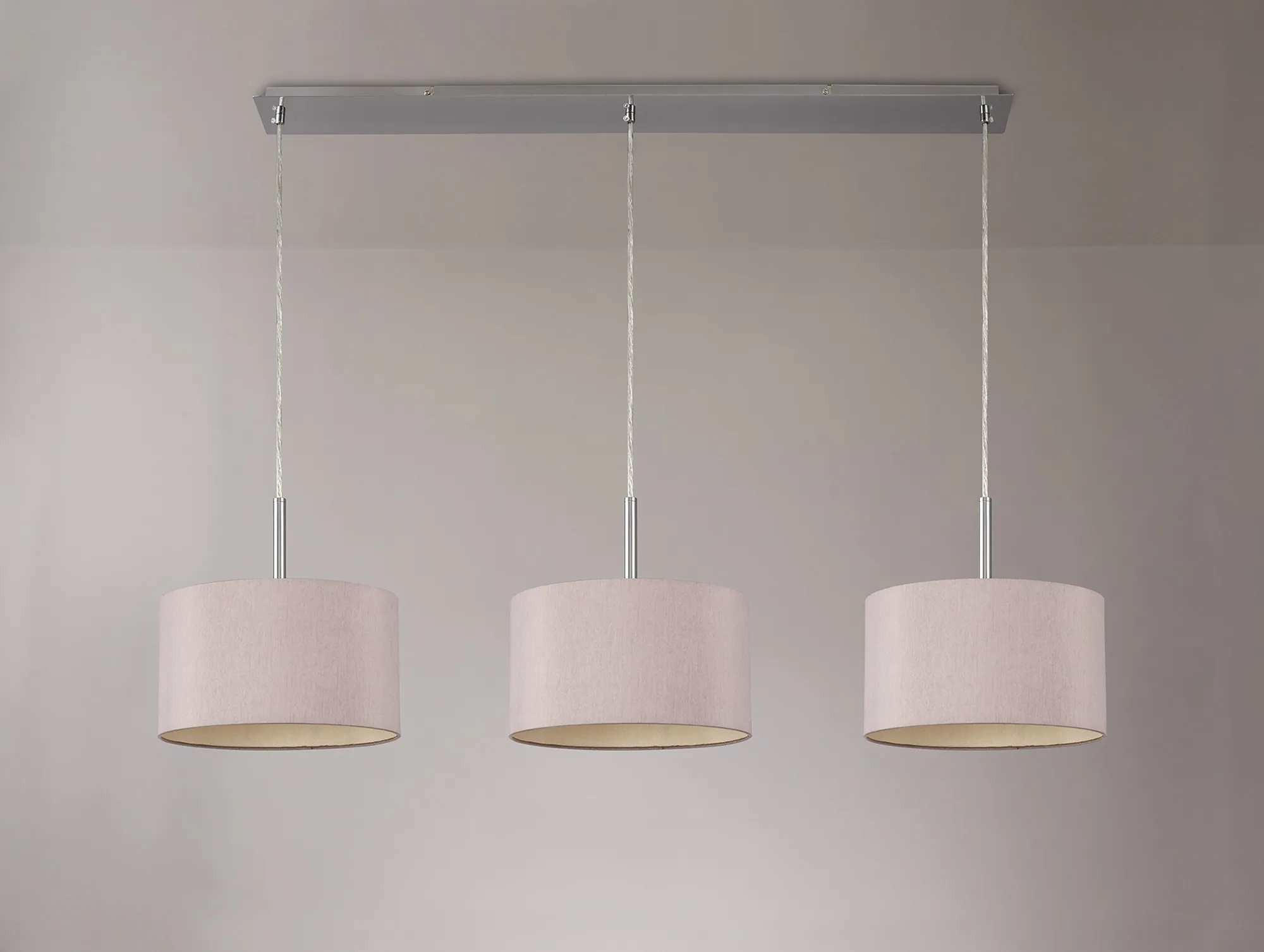 Baymont 30cm Shade 3 Light Pendant Satin Nickel, Taupe DK0587  Deco Baymont SN TA